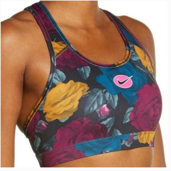 Nike Swoosh Icon Clash Floral Strappy Sports Bra Size Medium - Picture 3 of 12